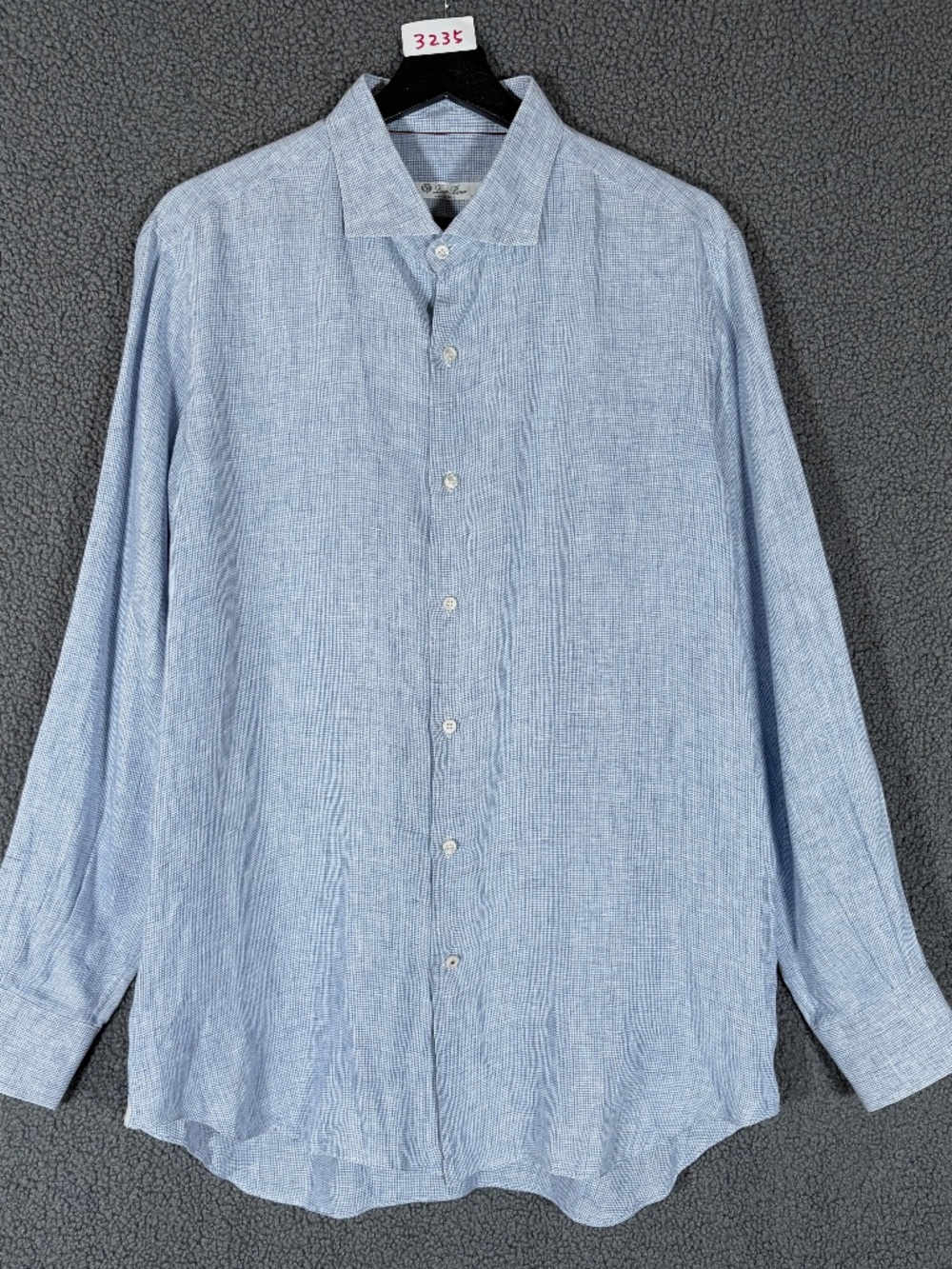 Loro Piana 100% Linen Button Up Long Sleeve Shirt - Men's Size XL - Blue